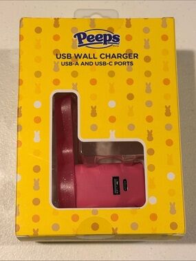 Peeps- Pink USB Wall Charger with USB-A and USB-C Ports